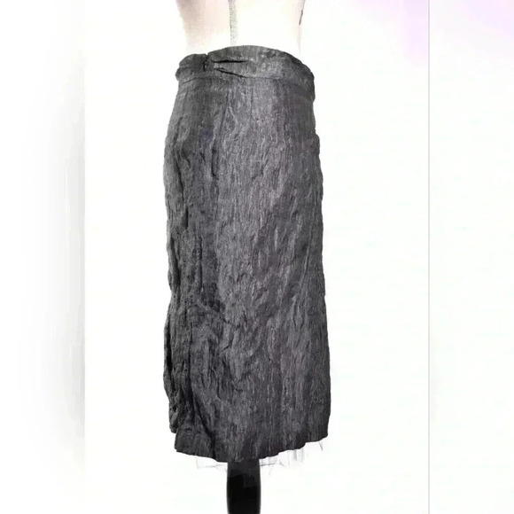 PINK TARTAN Grey Crinkle Lame Ballet Mesh Knee Flair  Skirt 4US Medium Canada - Picture 4 of 9
